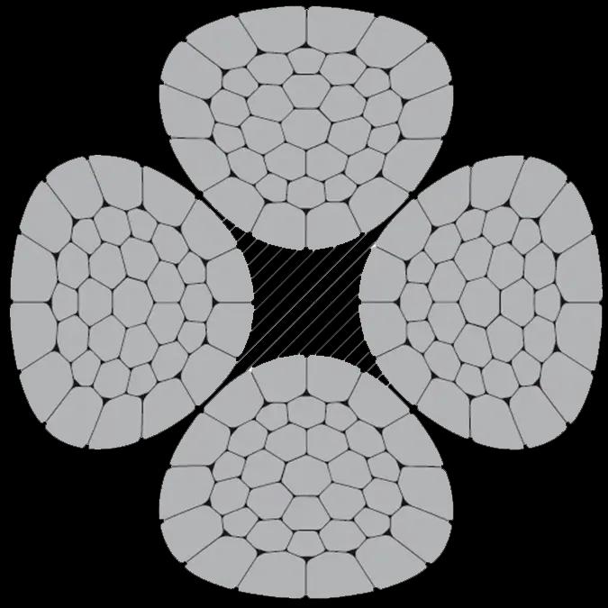 Ημιασύστροφο συρματόσχοινο με συμπιεσμένους κλώνους, ετερόστροφο